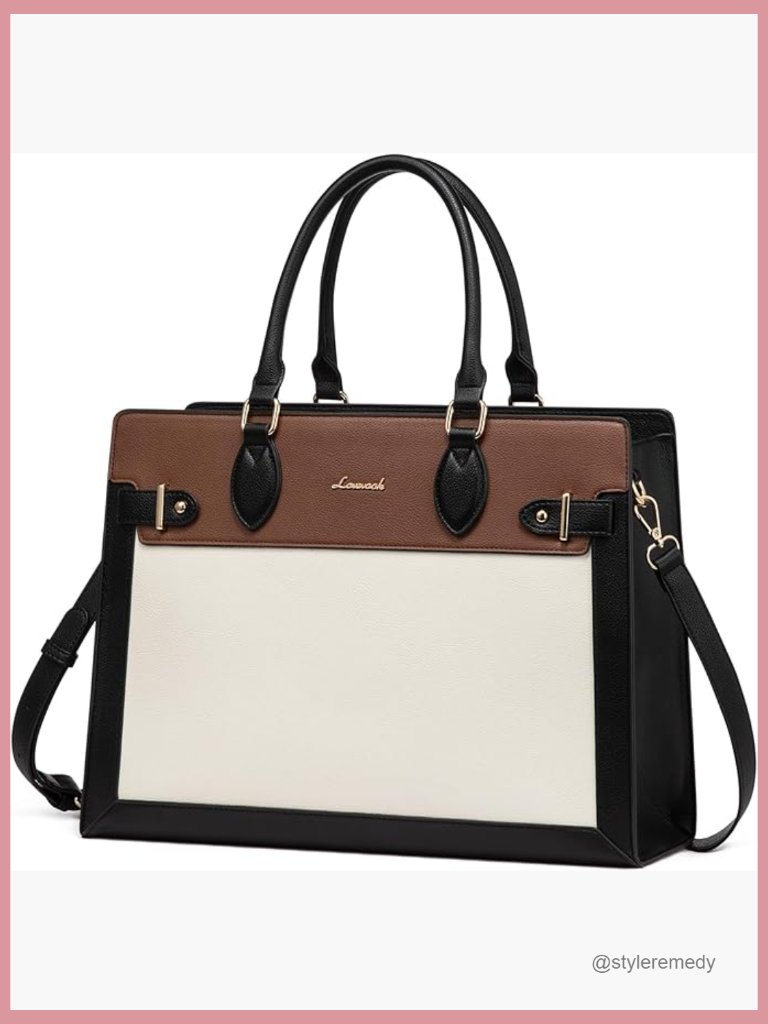 Waterproof Pu Leather Laptop Tote For Women 15.6 Inch Work Bag